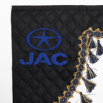 Ламбрекен с косынками стеганые JAC (экокожа, черный, синие кисточки)