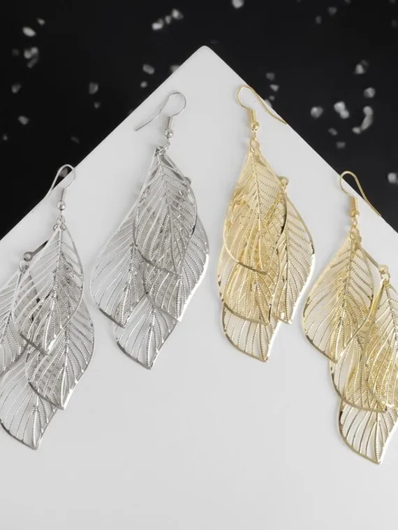 Серьги висячие &quot;Шелест&quot; листопад, цвет МИКС