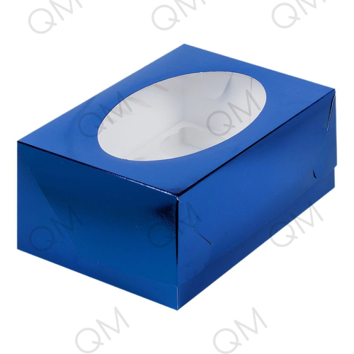 Коробка под капкейки с окошком 235*160*100 мм (6) (синяя), 50шт