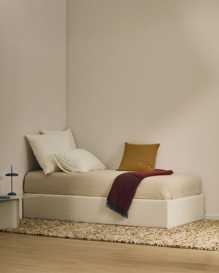 Основание кровати Nelzi из шенилла цвета экрю для матраса 90 x 200 см