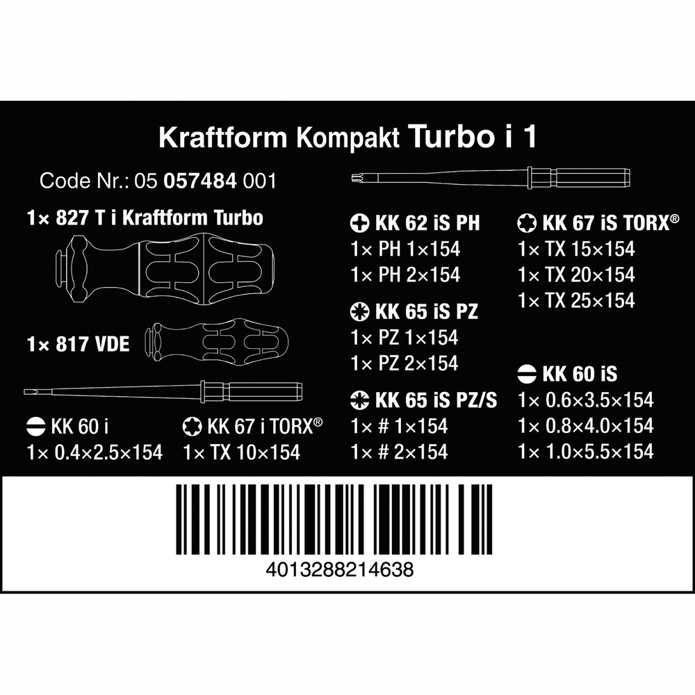 Набор Kraftform Kompakt Turbo i 1 VDE Wera 05057484001