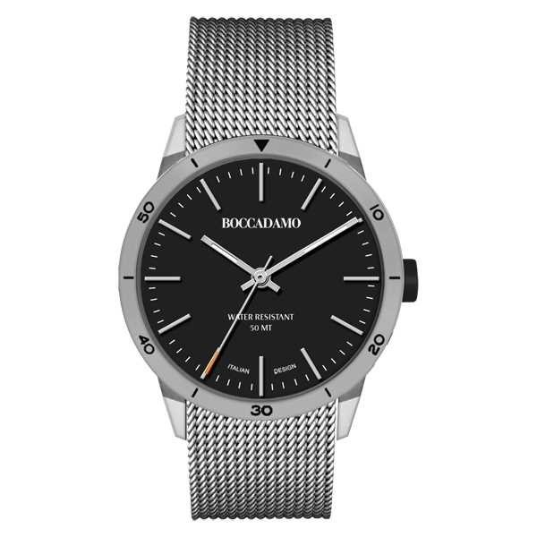 Часы Boccadamo Navy Silver Black NV016 BW/S  с минеральным стеклом