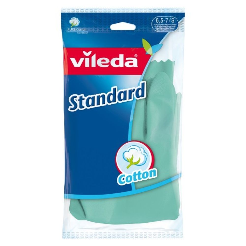 Перчатки хозяйственные Vileda Gloves Standart S резиновые,напыление хлопок