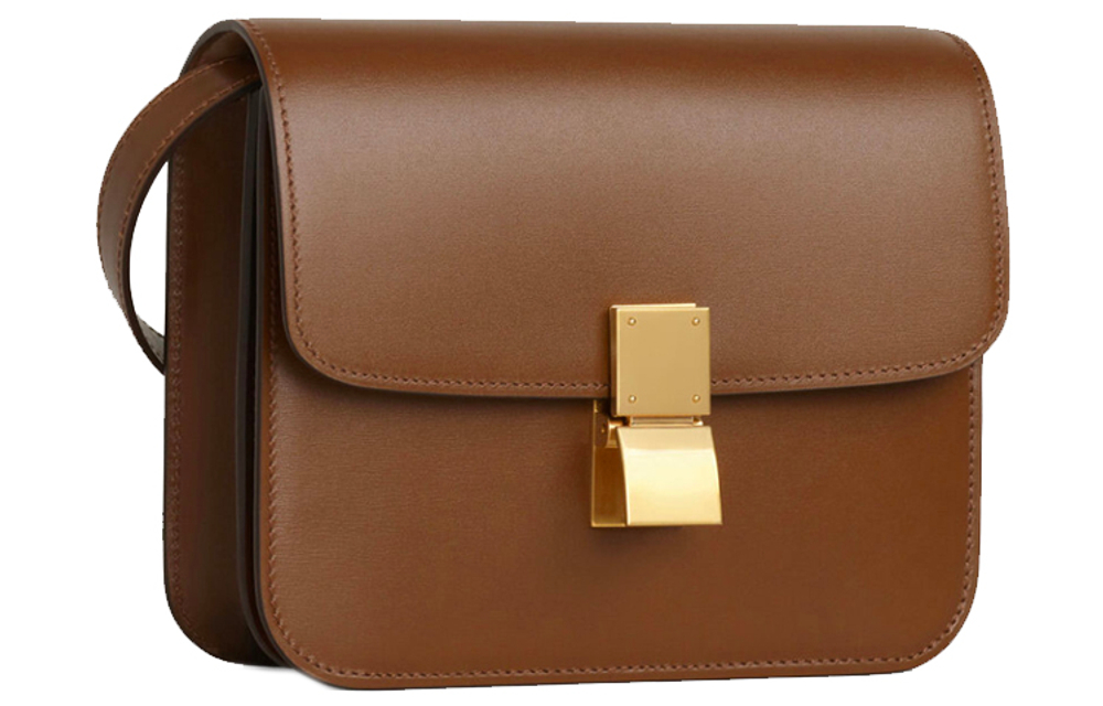 CELINE Classic Bo Polished Cow Leather Shoulder Bag, Crossbody Bag Women"s Camel
