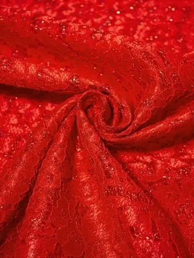 Ткань кружево на трикотажной основе люрекс, 230 гр/м2, 150 см, красный, под заказ