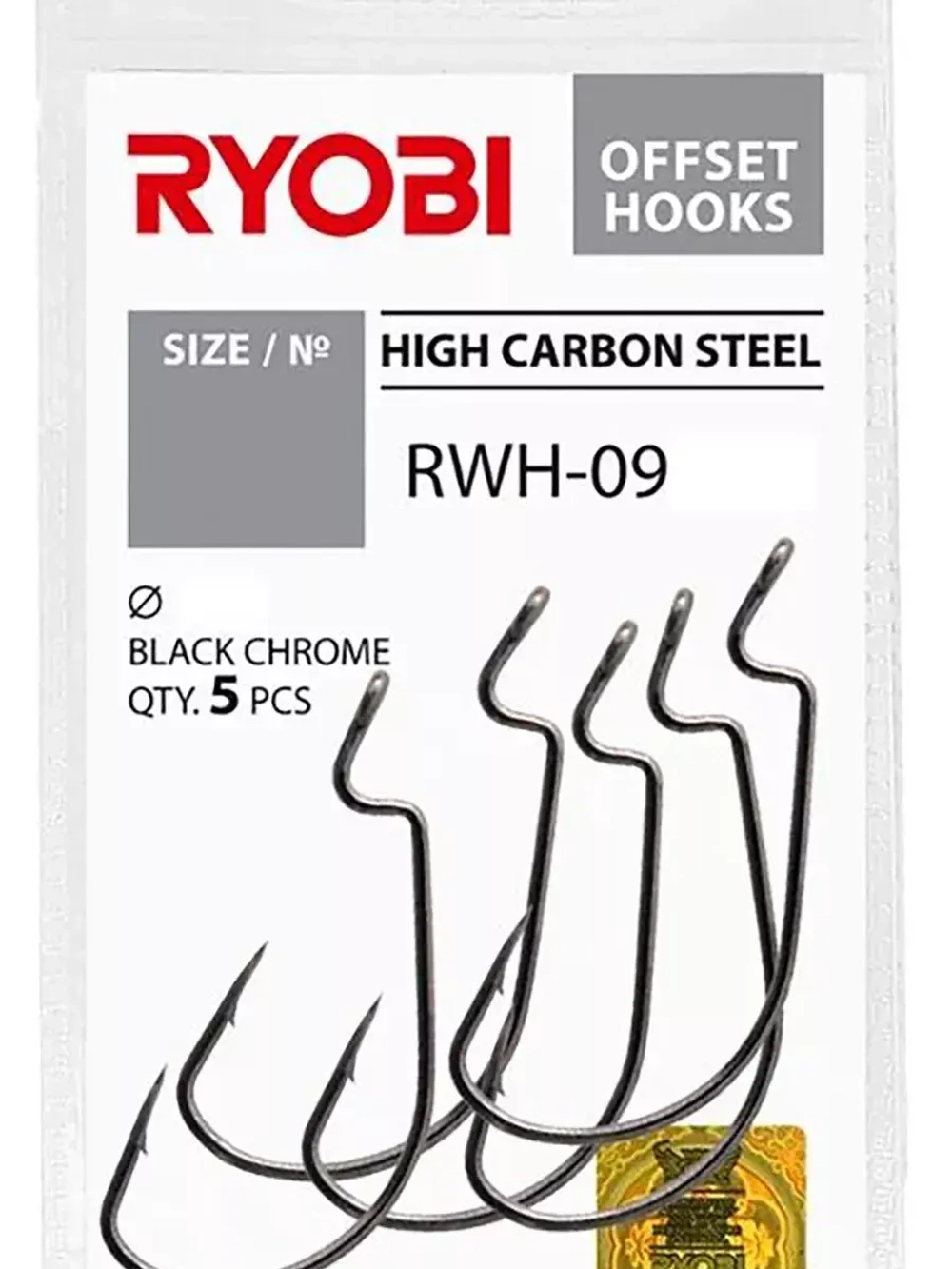 Крючок офсетный рыболовный RWH-09 №1/0 ( 2 упк по 5шт)