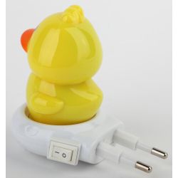 Ночник - светильник светодиодный ЭРА NN-609-SW-Y в розетку с выключателем желтый