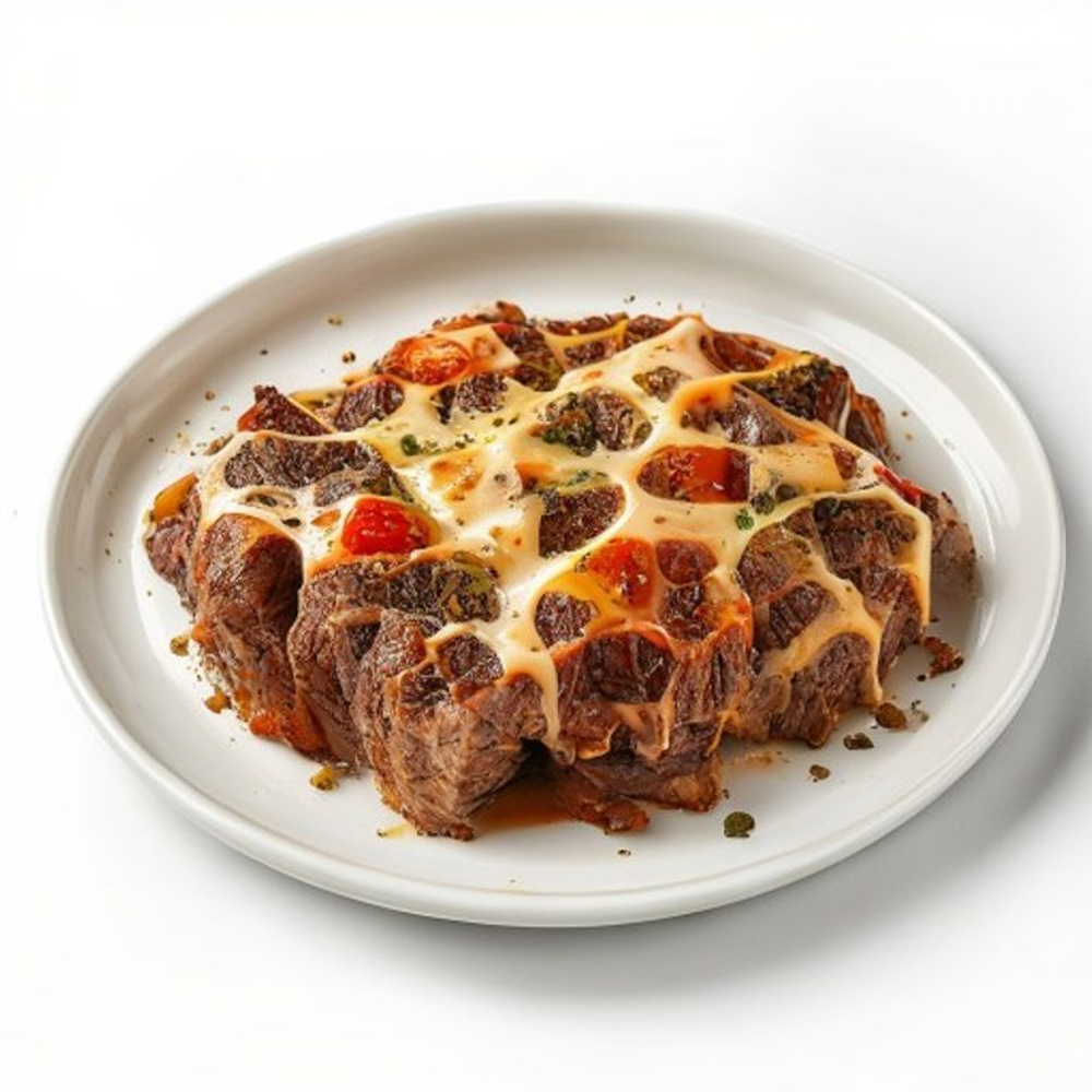 Мясные гнёзда говядина помидоры сыр