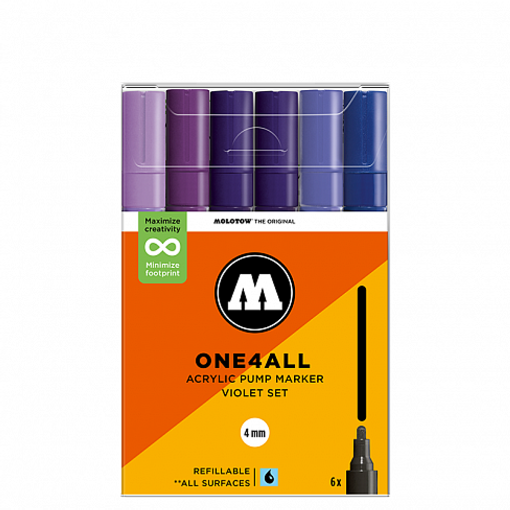 Набор маркеров Molotow ONE4ALL 227HS - 6шт Violet-Set (4мм)