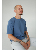 Футболка унисекс синяя повседневная базовая оверсайз