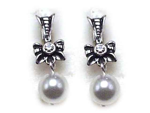 "Жемчужные 13" серьги в серебряном покрытии из коллекции "Жемчужная" от Jenavi  с английским замком