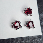 Сердце родий, красное, подвеска р-р 12.5мм, люкс фурнитура, штучно