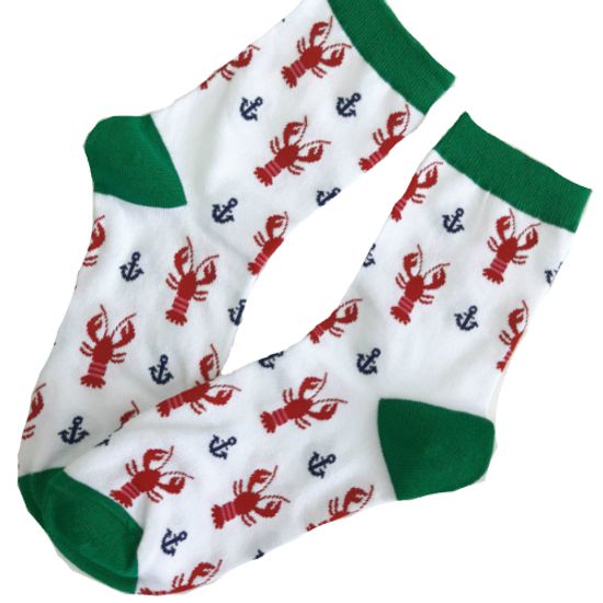 Носки "Красные раки и якоря", р-р 35-38 (белый, зеленый контраст)