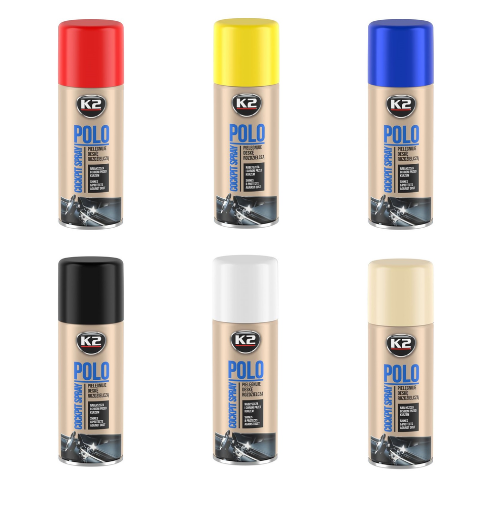 СПРЕЙ ДЛЯ ПРИБОРНОЙ ПАНЕЛИ &quot;К2&quot; POLO COCKPIT FAHREN/FLEHS/LEMON/VANILLA/STRAWBERRY 400ML
