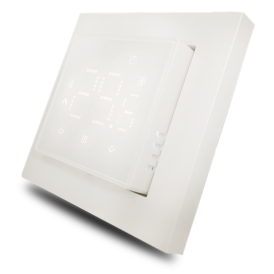 Термостат с датчиком пола,  16 A,  55*55 мм.,  белое стекло