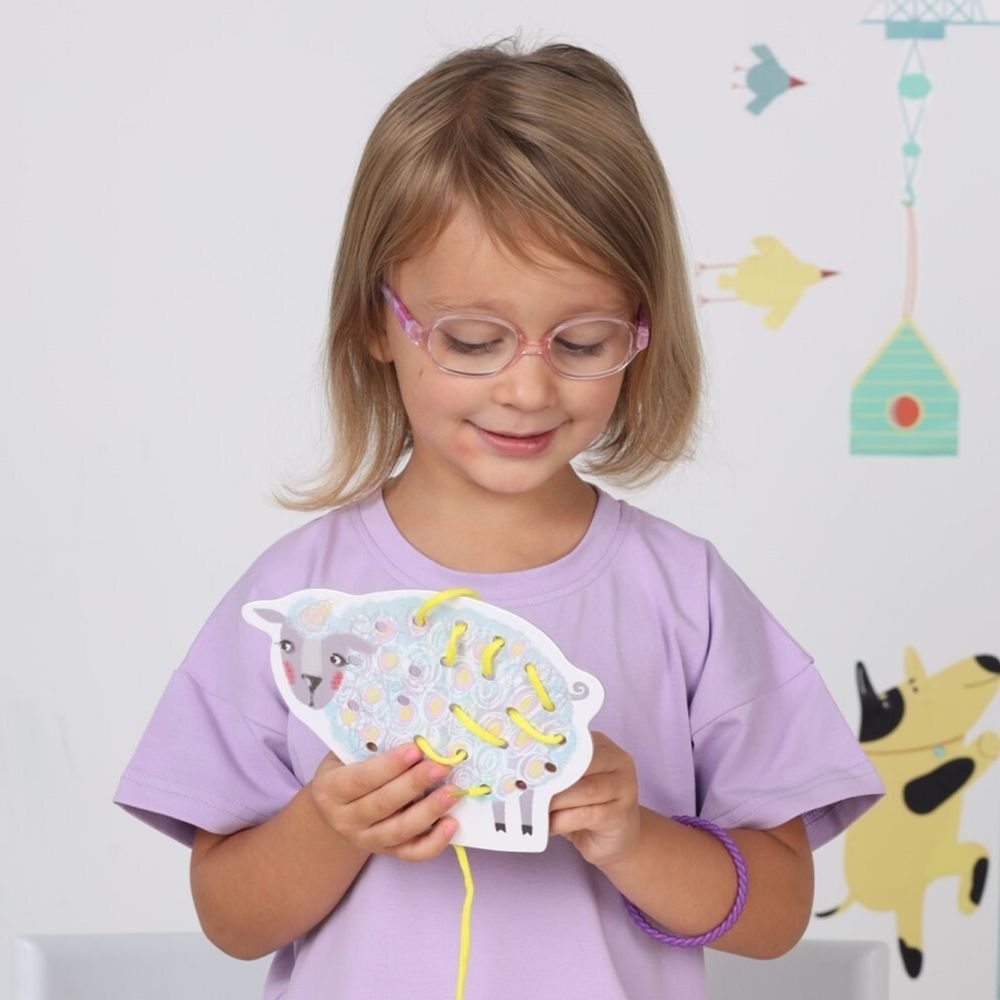 Игра-шнуровка «Веселые шнурочки». Единорог, сова, овечка