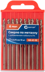 Сверло по металлу Cutop Profi с кобальтом 5%, 4,1 x 75 мм (10 шт) 48-41-10