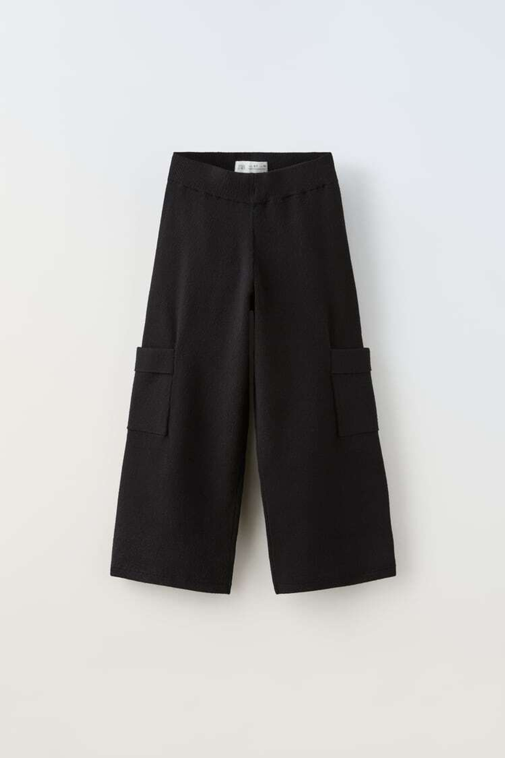 ZARA ТРИКОТАЖНЫЕ БРЮКИ КАРГО, ЧЕРНЫЙ