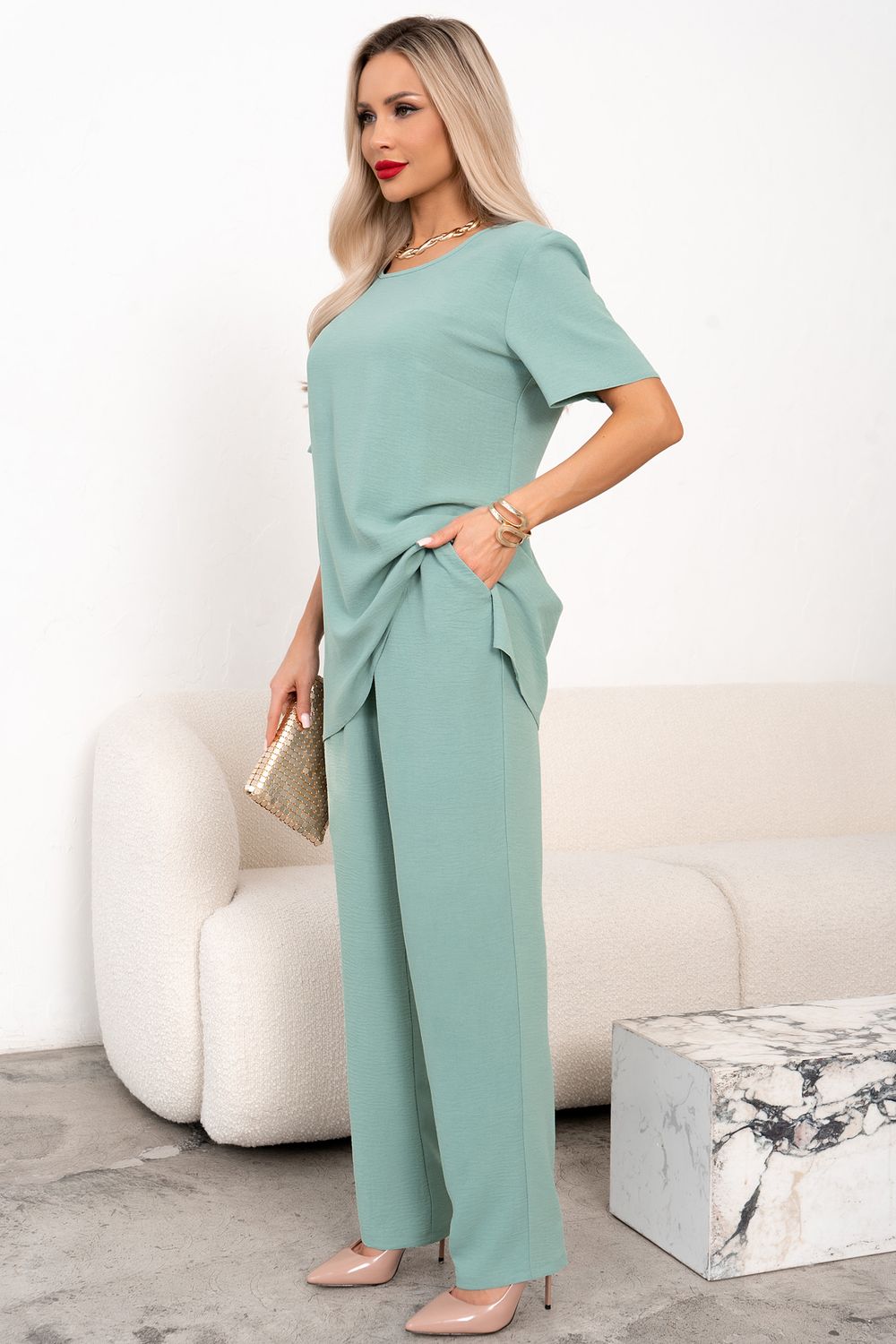 Костюм брючный (мята) К11-90/3 Nikol