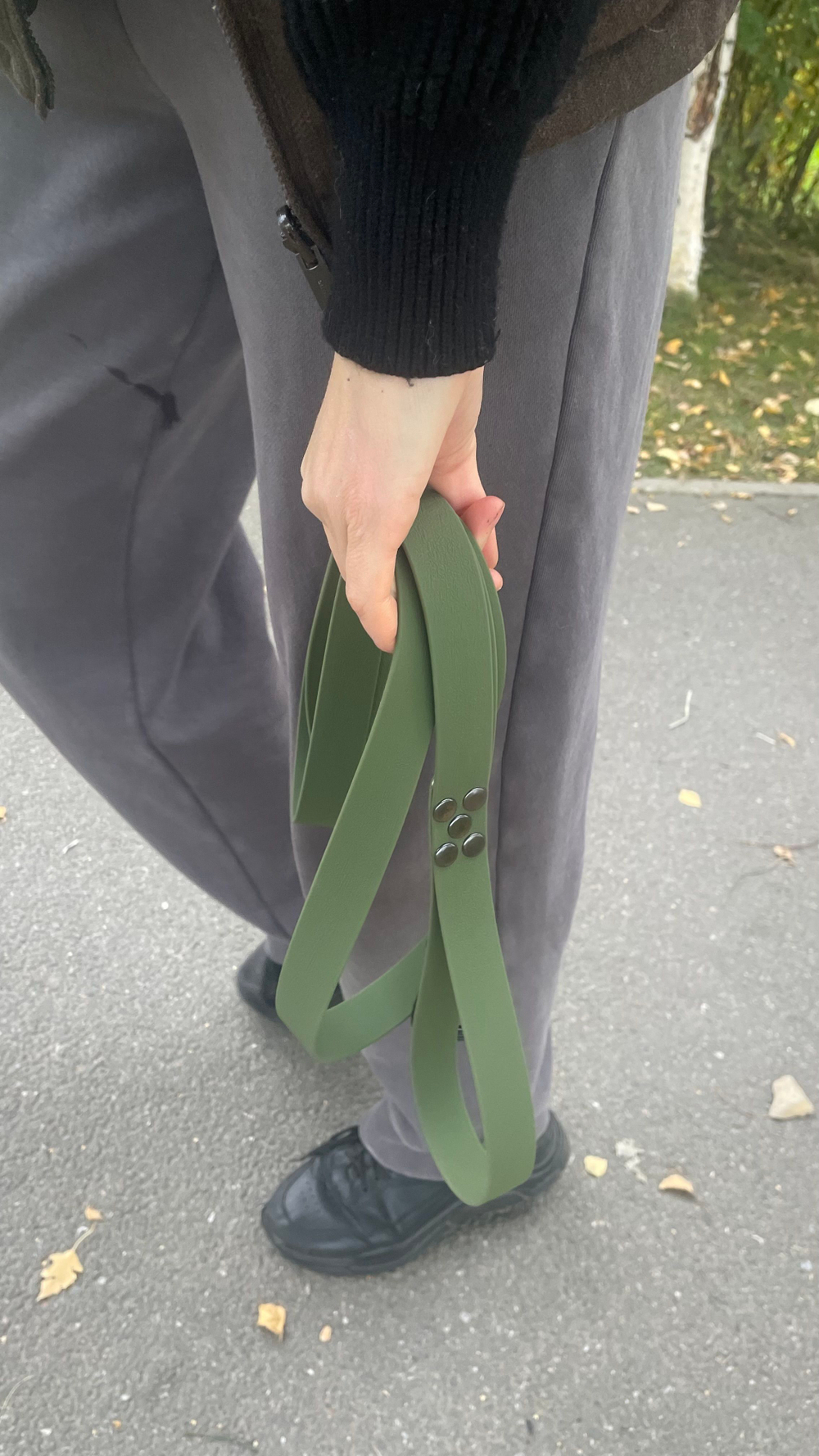 Мощный поводок для мускулистых собак, 25 мм , авиационный карабин, 3 м, зеленая олива теснение под кожу