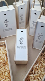 Короб винный деревянный серия "ЛОГОТИП" №1 (тип 3), на 1 бутылку