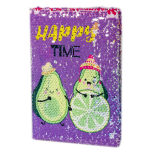 Записная книжка А5, 7БЦ, Alingar, пайетки, двухсторонний дизайн, 80 л.. линия, "Счастливое авокадо"