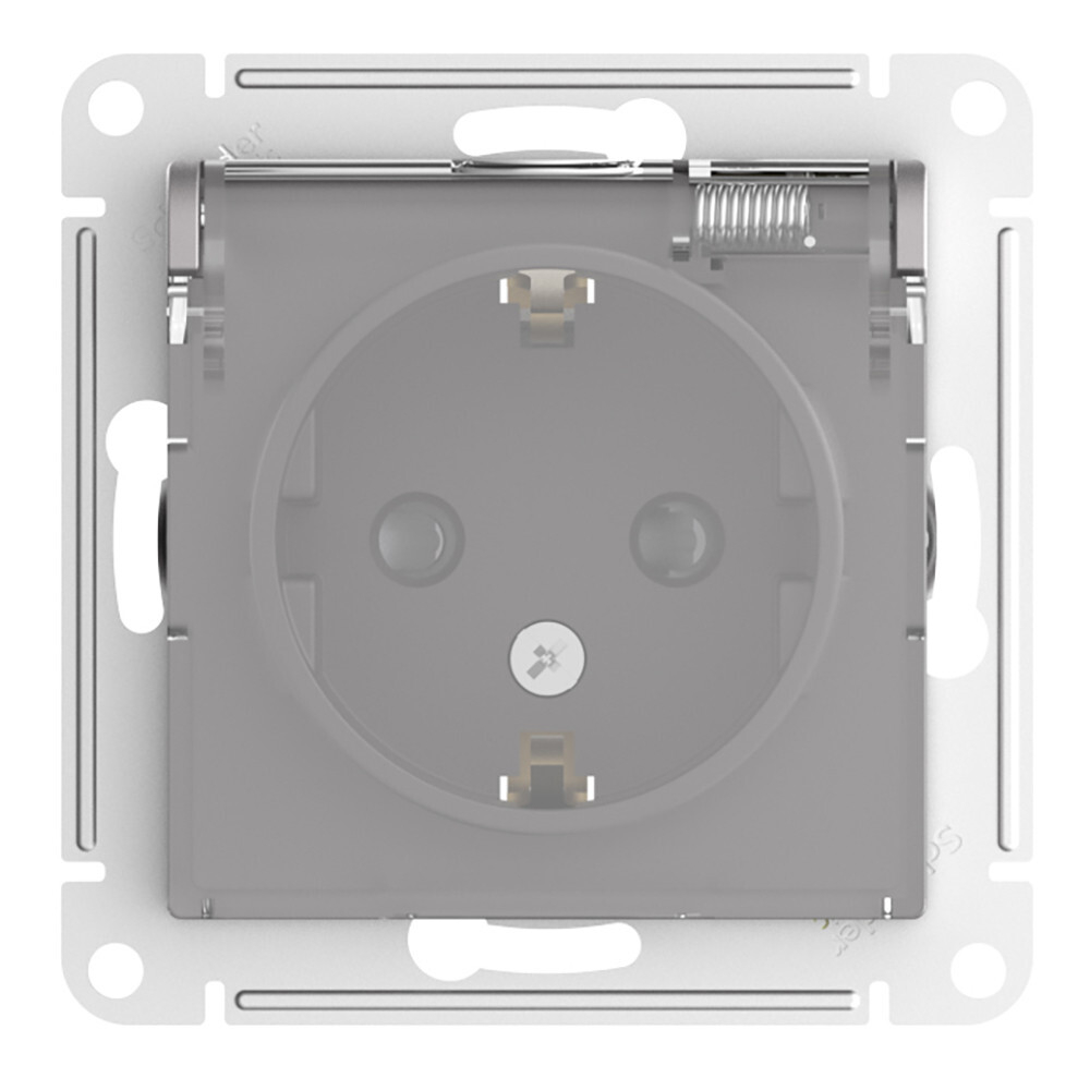 ATLASDESIGN AQUA РОЗЕТКА с заз. со шт. с прозрач. крышк, 16А,IP44, мех,АЛЮМИНИЙ