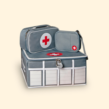 Набор: аптечка домашняя + дорожная+карманная (серый)