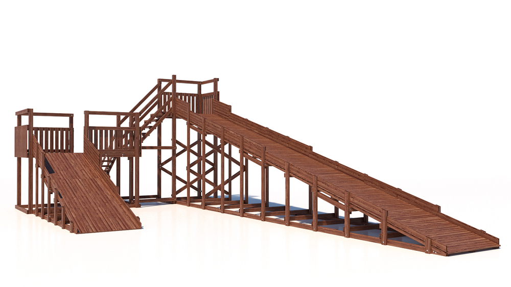 Зимняя деревянная горка W-12 (длина ската 6м и 12м)