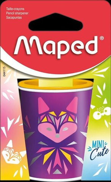 Точилка пласт. с контейнером  2 отв. MINI CUTE, из декорированного металла