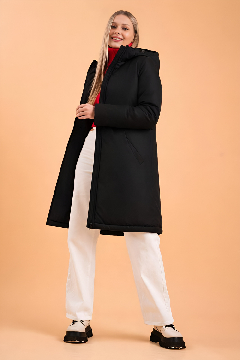 Полупальто  женское демисезонное "HN-1" черный