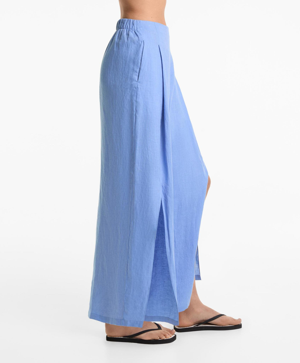 Oysho Брюки из 100%-го льна, голубой