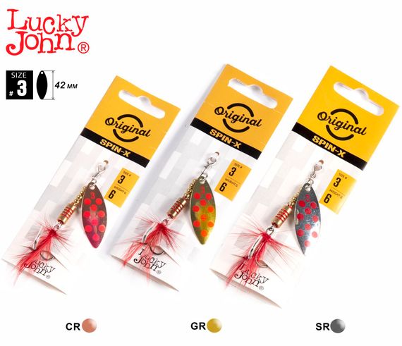 Блесны вращ. Lucky John SPIN X LONG 03 6,0 г CR/GR/SR 3шт. набор