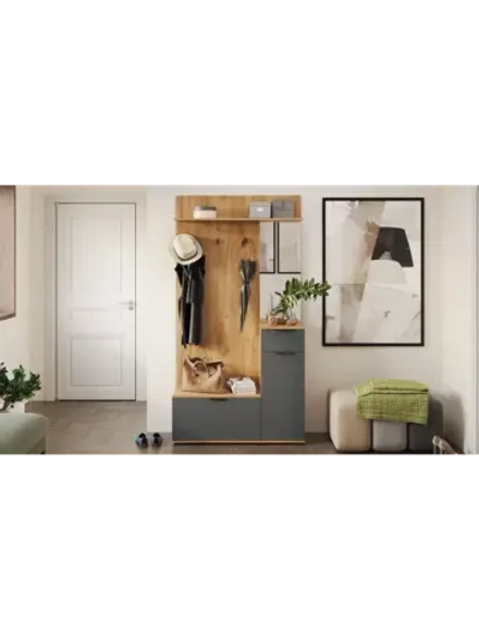 Прихожая с зеркалом Дуб Крафт золотой 105х35х200