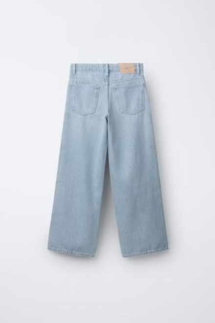 ZARA ДЖИНСЫ WIDE LEG СО ЗВЕЗДАМИ, ГОЛУБОЙ