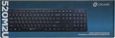 Клавиатура OKLICK Keyboard 520M2U Black <USB> 104КЛ  +2xUSB port  <1061587>