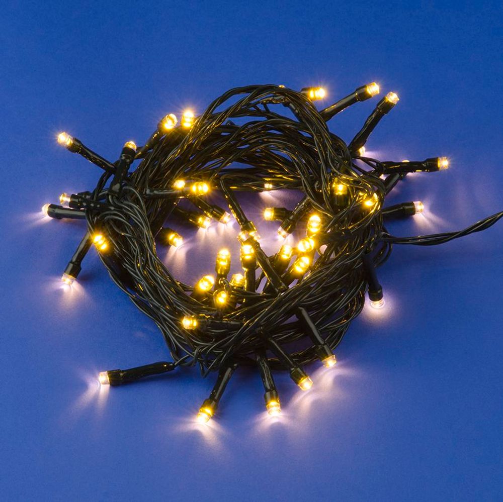 ULD-S0500-050-DGA WARM WHITE IP20 Гирлянда светодиодная. 5м. 50 светодиодов. Теплый белый свет. Провод зеленый. ТМ Uniel