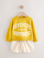 Толстовка и шорты в комплекте для девочки Next E55-503, Желтый, Молочный