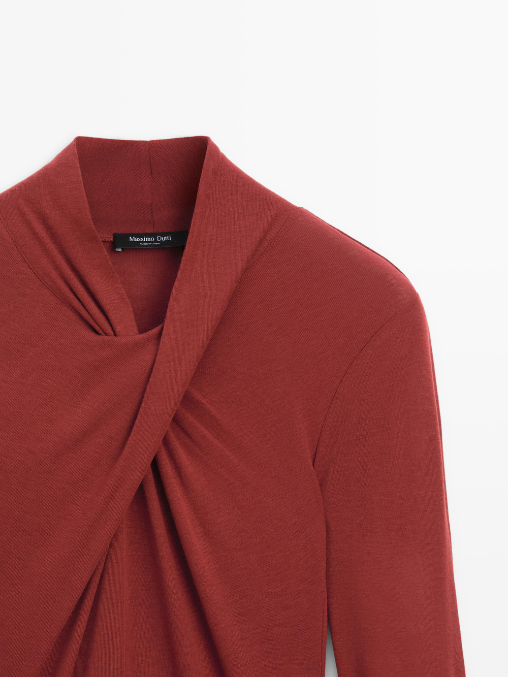 Massimo Dutti Топ внахлест из лиоцелла и шерсти, темно-розовый