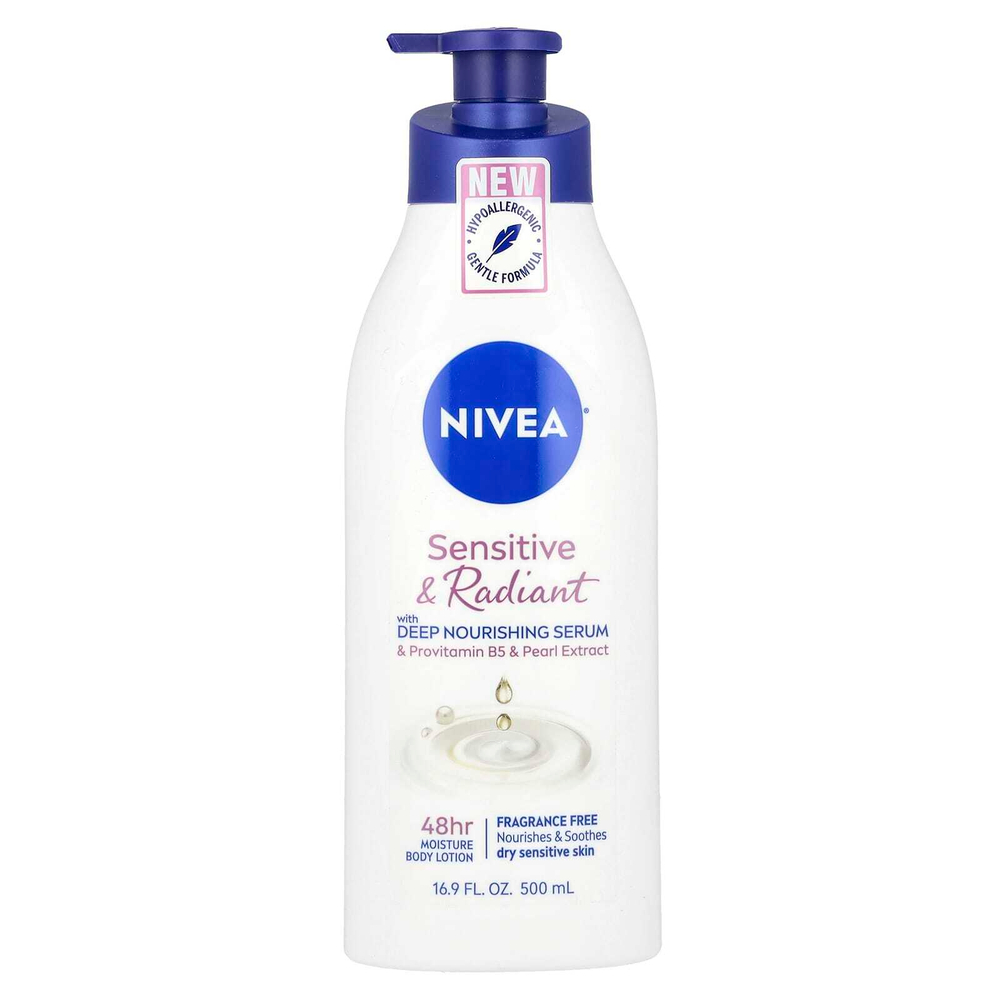 Nivea, Лосьон для чувствительного и сияющего тела, без отдушек, 500 мл (16,9 жидк. унц.)