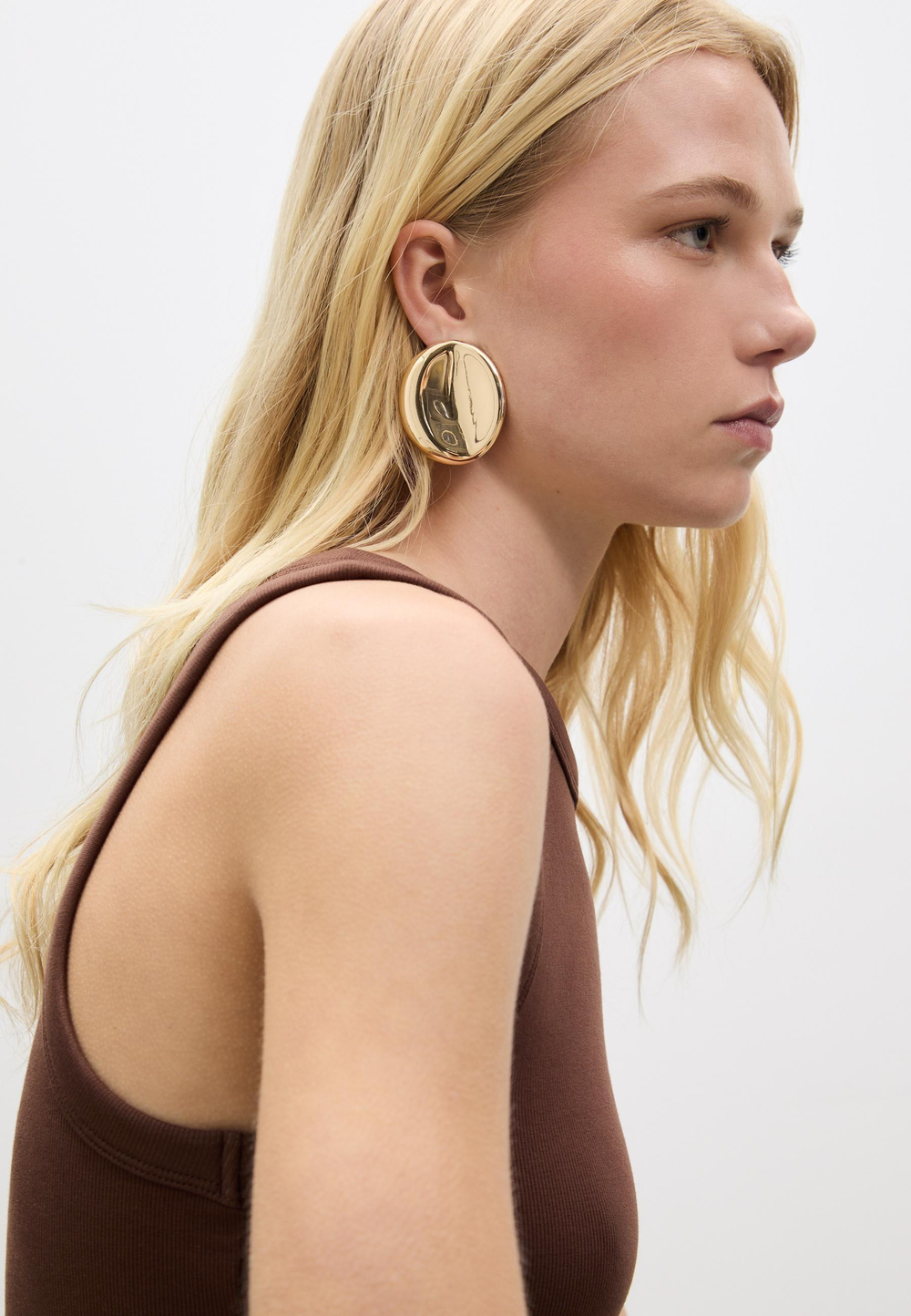 STRADIVARIUS Овальные металлические серьги, золотой