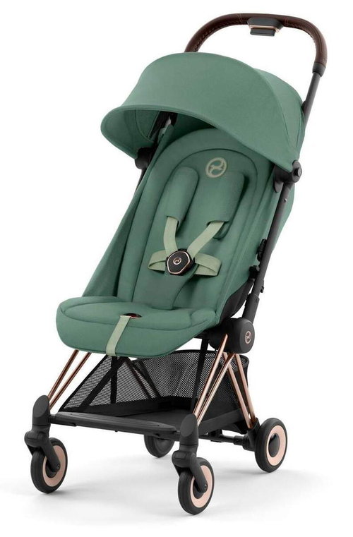 Прогулочная коляска Cybex Coya Leaf Green с дождевиком и бампером/Rosegold 522005609