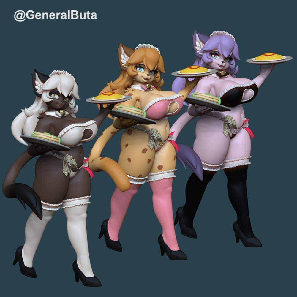 cat maid кошка горничная Фигурка