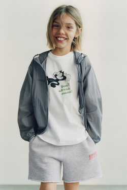 ZARA ШОРТЫ С НАДПИСЬЮ, СЕРЫЙ