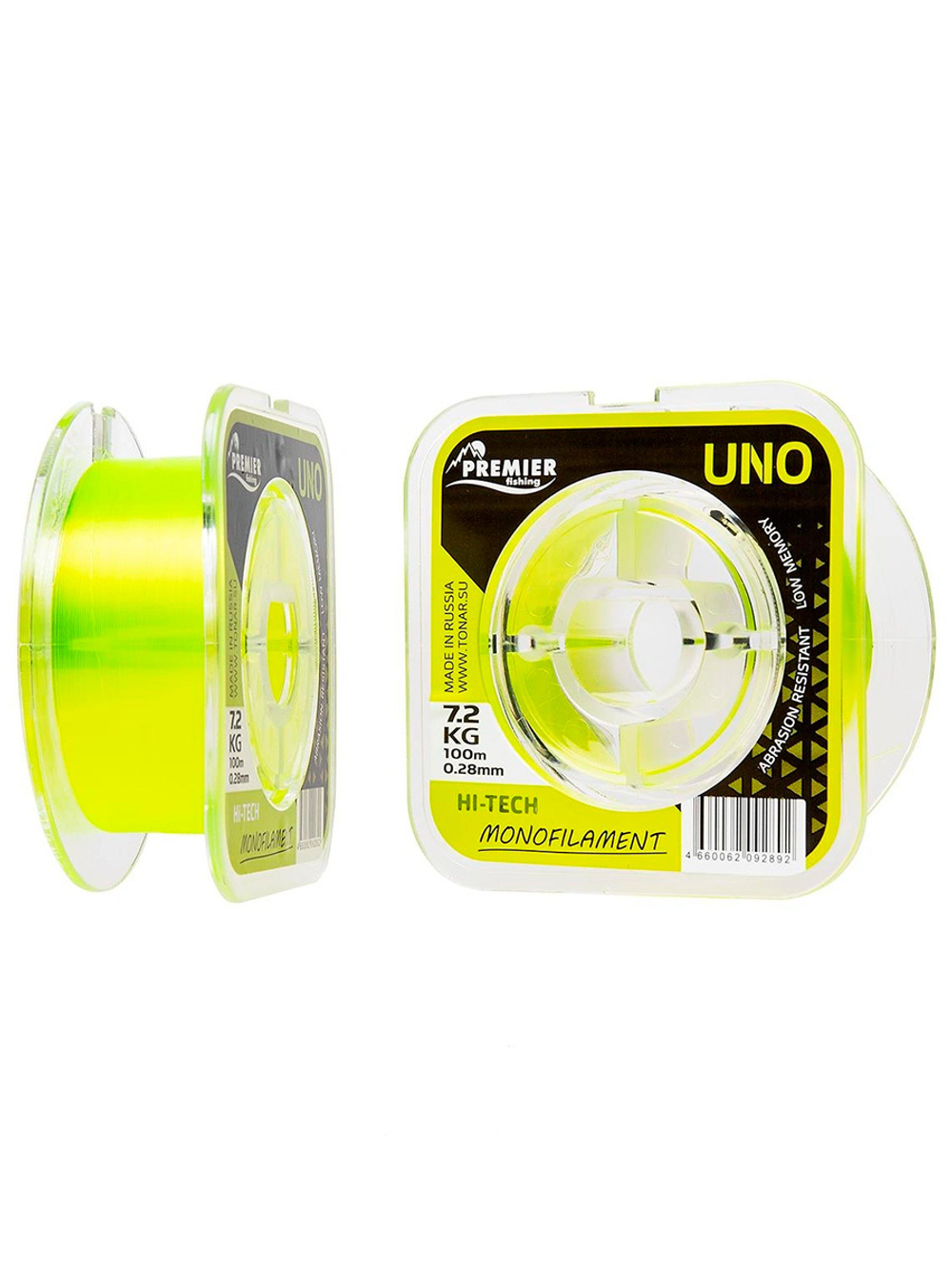Леска для рыбалки Premier Fishing UNO F.Yellow Nylon 0,18mm/100m (PR-U-Y-018-100)