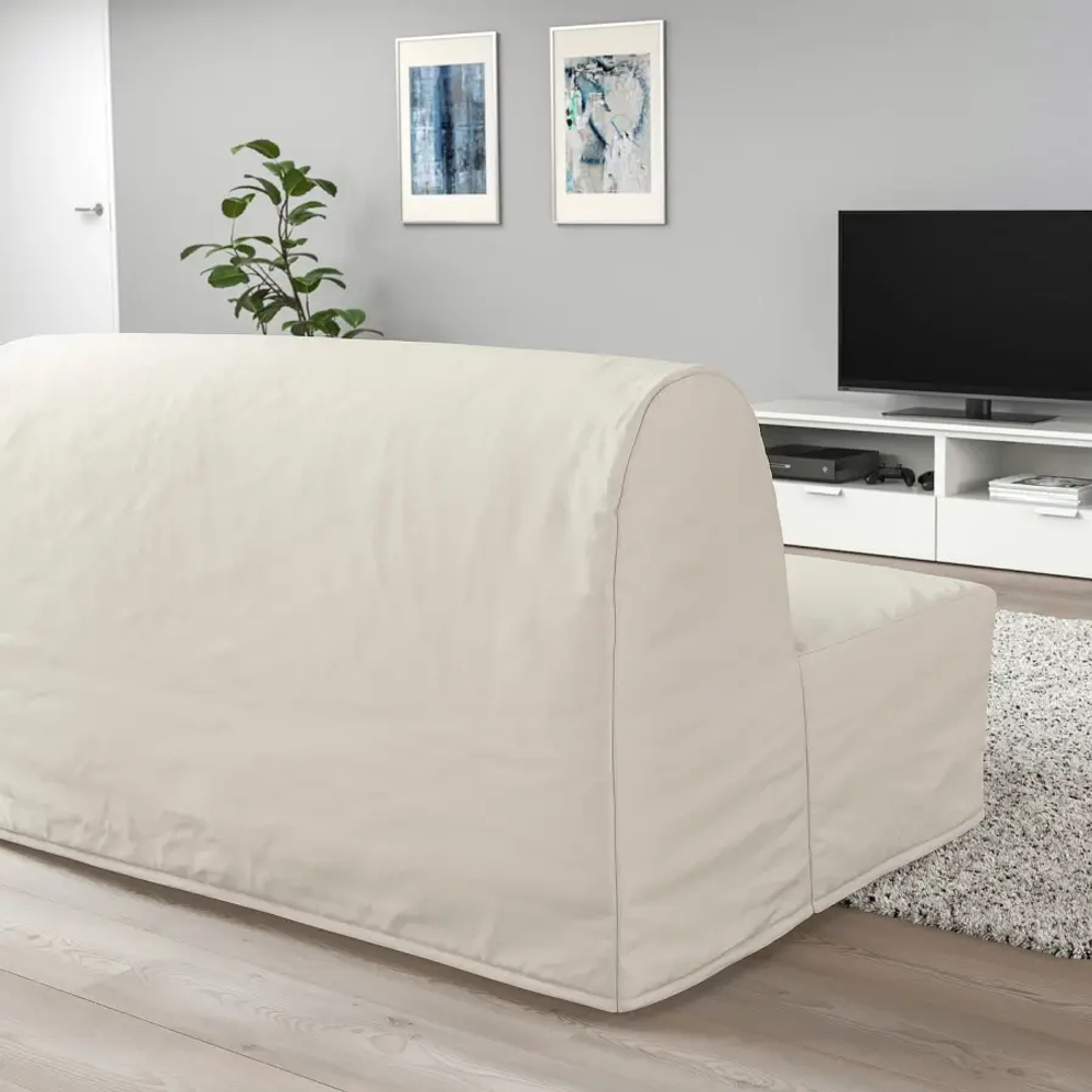 2-местный диван-кровать - IKEA LYCKSELE LÖVÅS/LOVAS/ЛИКСЕЛЕ ЛЕВОС ИКЕА, 87х100х142 см, бежевый