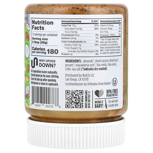Nuttzo, Keto, масло из 7 орехов и семян, хрустящее, 340 г (12 унций)