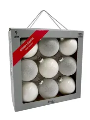 Набор стеклянных шаров Первый снег 80 мм., 9 шт., Christmas DeLuxe (13882)