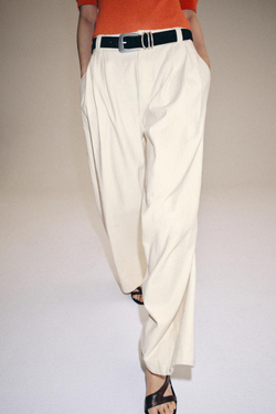 ZARA БРЮКИ ОВЕРСАЙЗ — ZW COLLECTION, ЭКРЮ