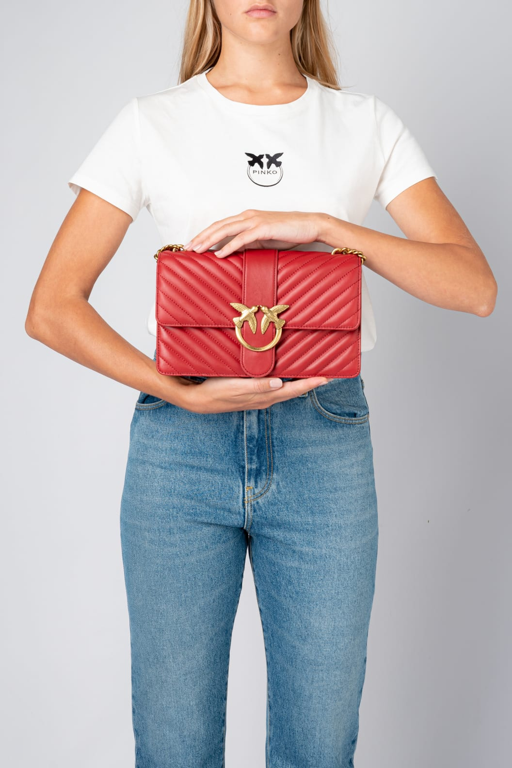 CLASSIC LOVE BAG ICON CHEVRON – ruby red-antique gold